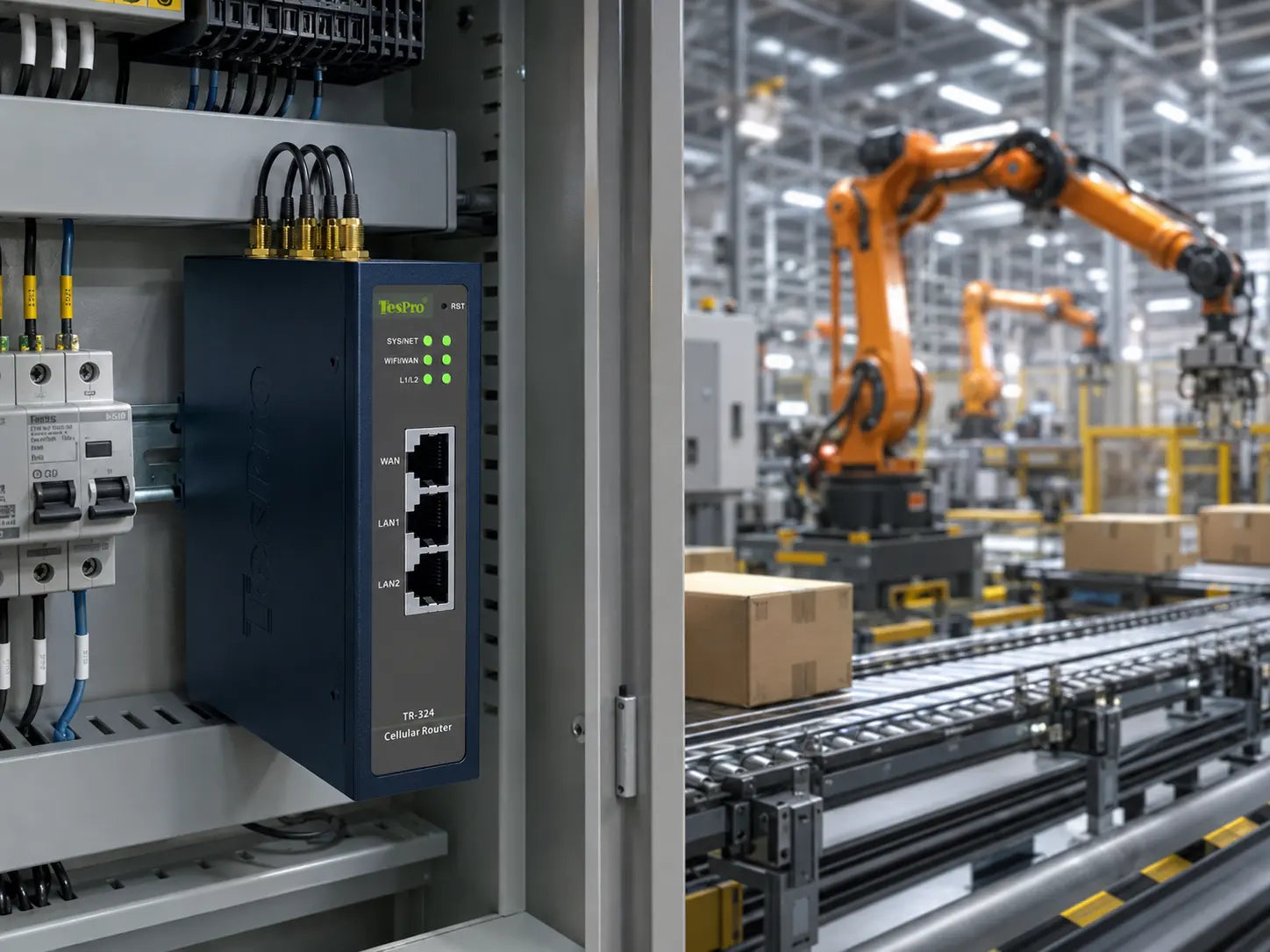 Tespro Industrial Router with Dual SIM Failover and Secure APN/VPDN Connectivity