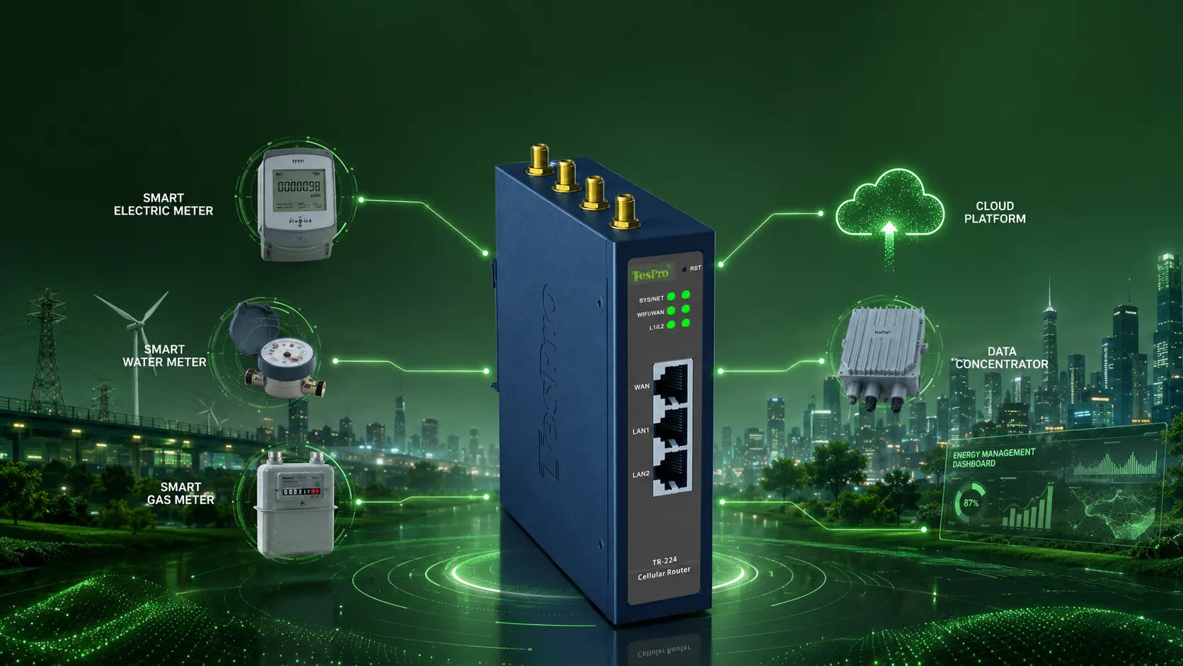 Tespro 4G / 5G Router for AMI / AMR Smart Metering Connectivity